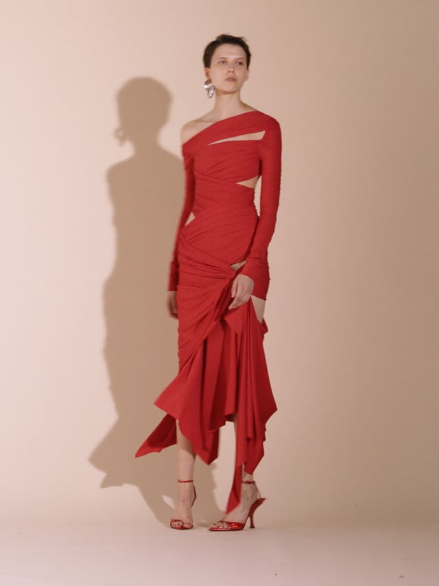 Vibrant red midi dress for Women | THE ATTICO®