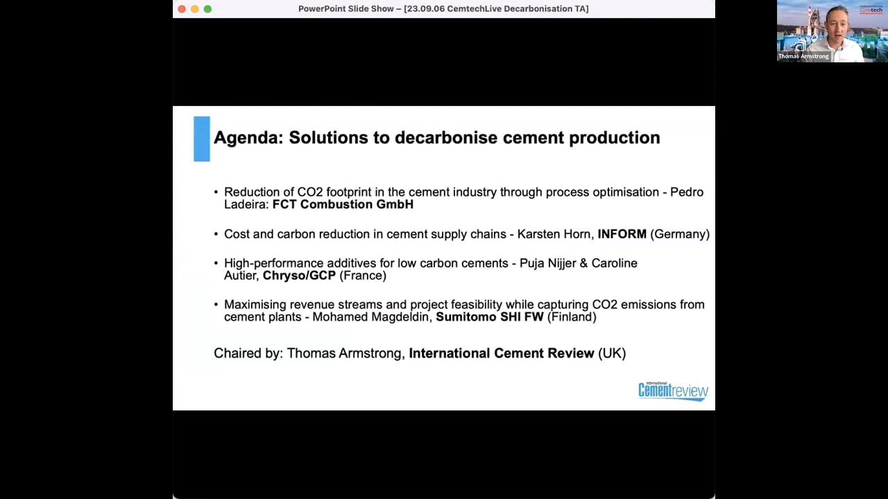 Cemtech Live Webinar: Solutions To Decarbonise Cement Production On Vimeo