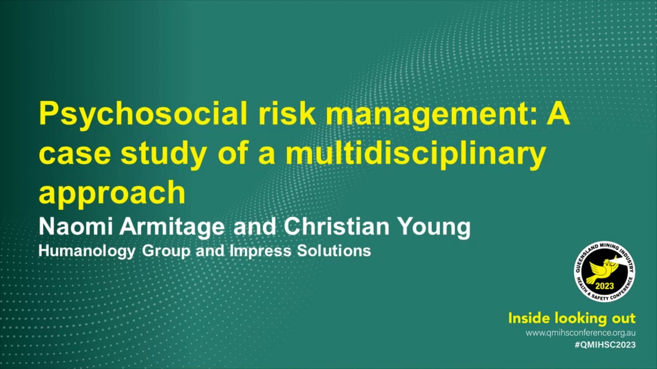 Armitage/Young - Psychosocial risk management: A case study of a multidisciplinary approach