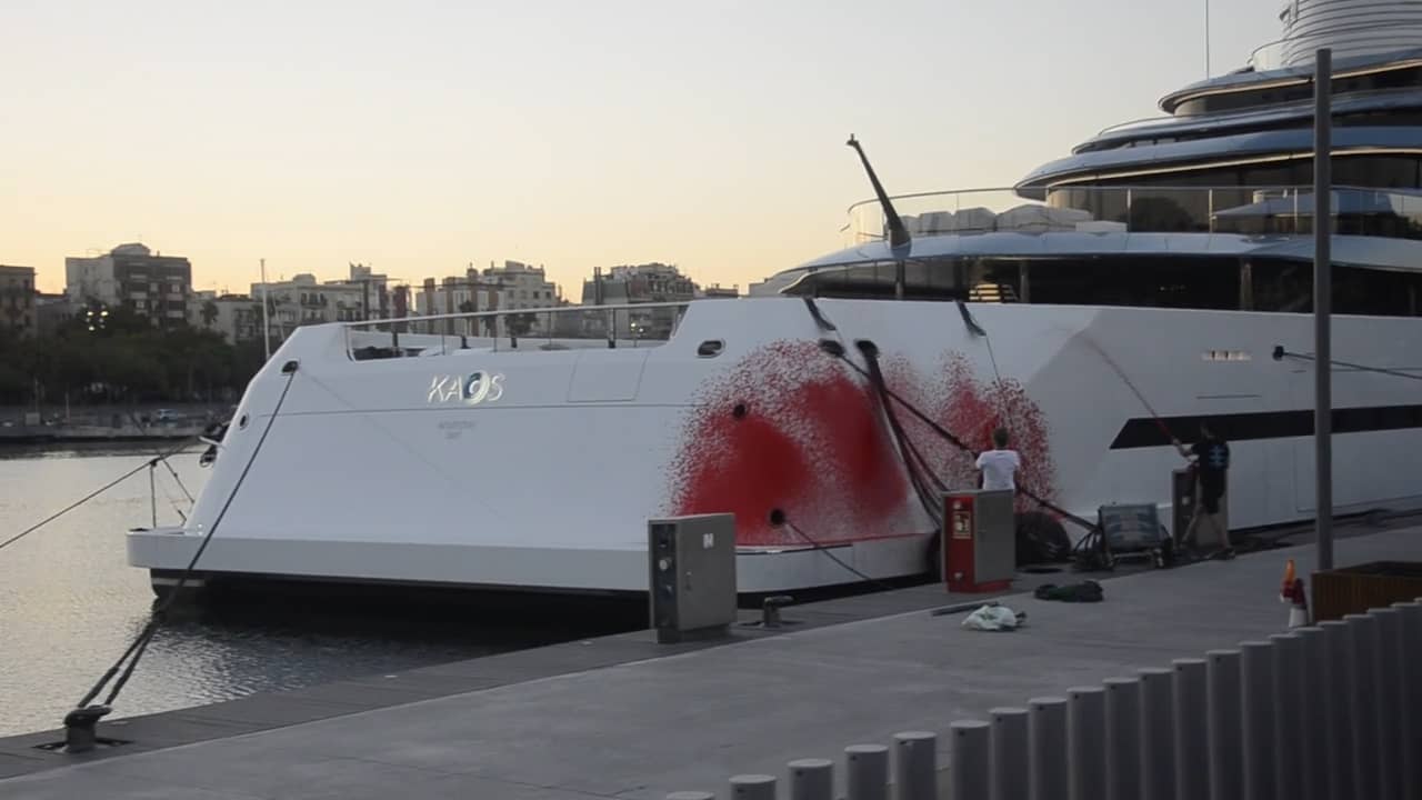 superyacht kaos vandalized