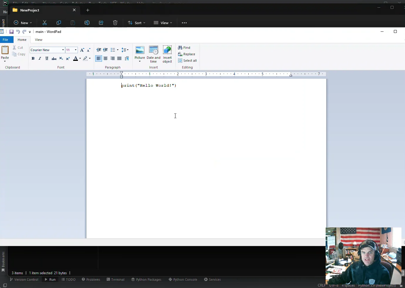 Turning in python code from pycharm