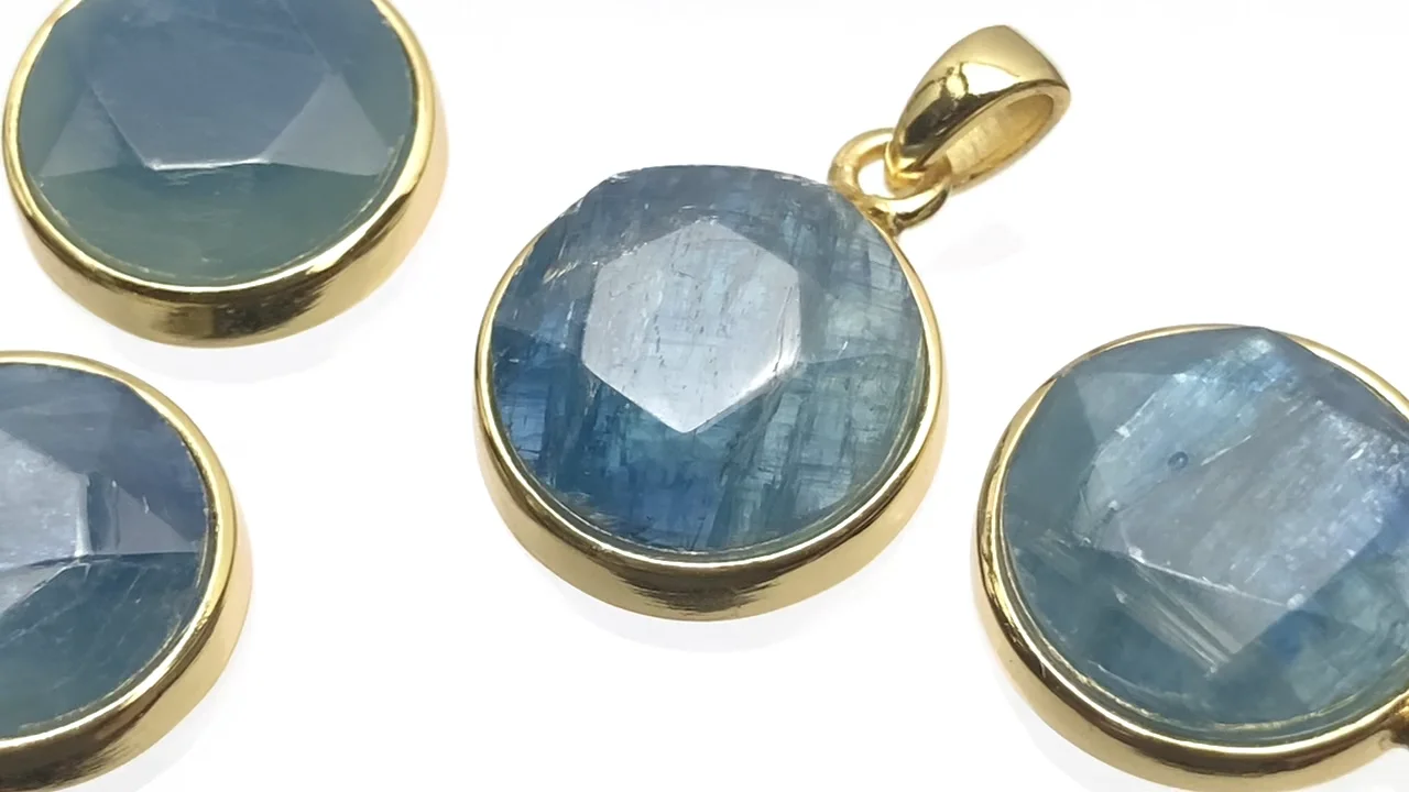 カイヤナイト 六芒星ペンダントトップ13×13×4.5mm 18KGP製 1個
