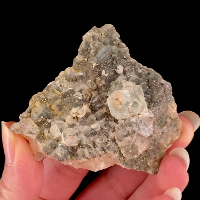 Fluorite with Pyrite on Quartz