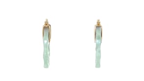 Carved Jade Geometric Hoop Earrings in 18kt Gold Over Sterling
