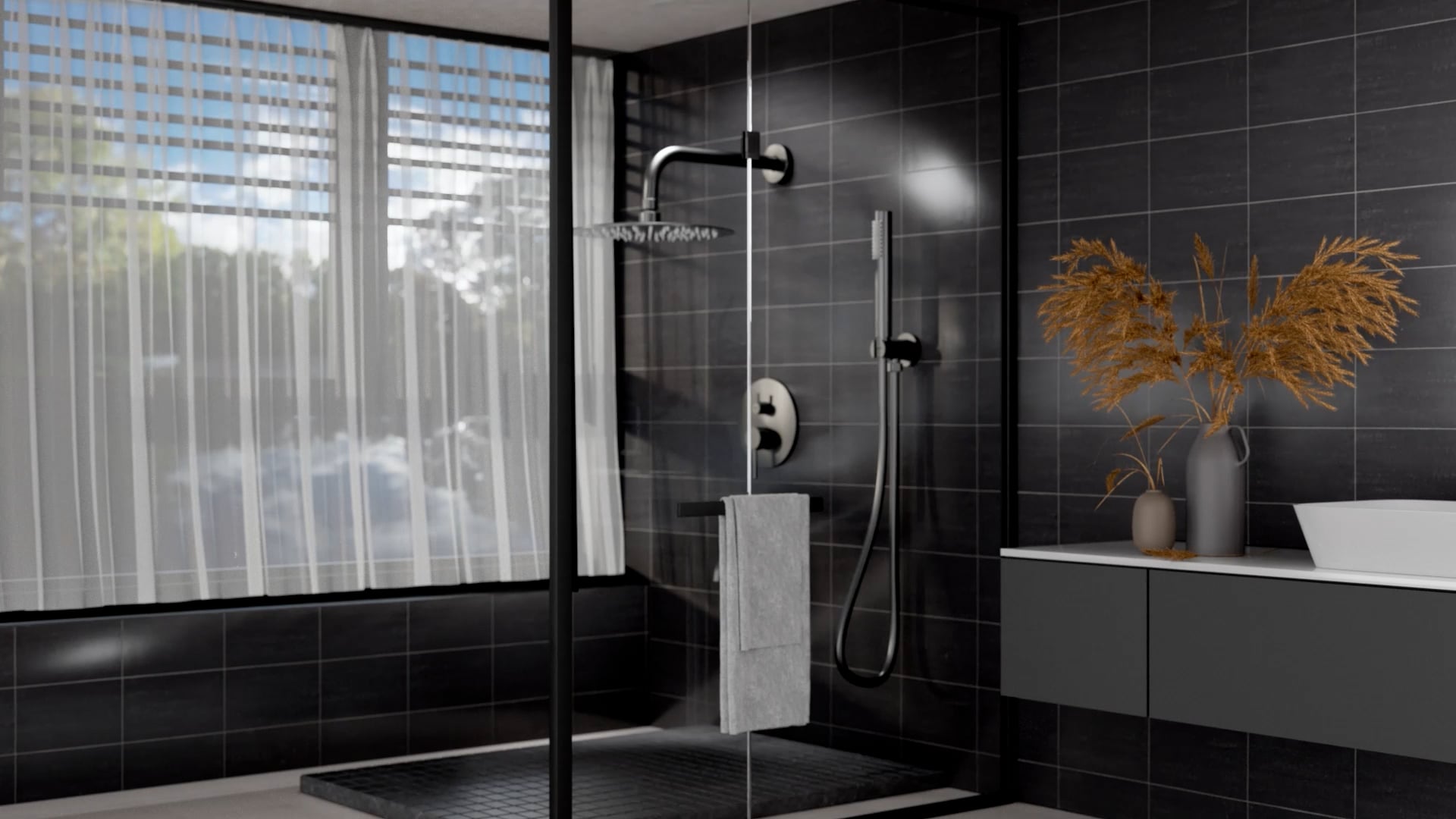 10" Wall Mount Rainfall Shower Head Tub And Shower Faucet with Rough-in Valve, Matte Black