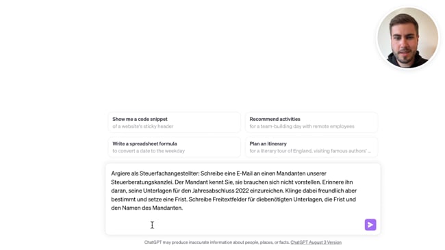 Grundfunktionen in ChatGPT