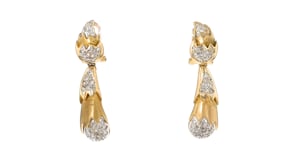 C. 1970 Vintage 1.15 ct. t.w. Diamond Drop Earrings in 14kt Two-Tone Gold