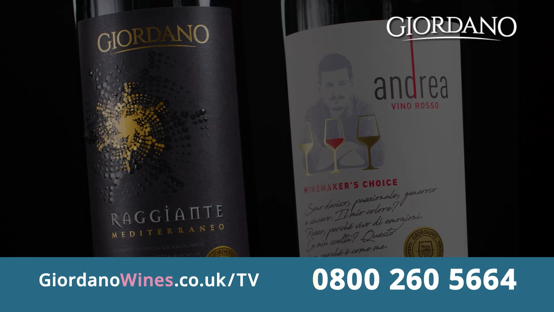 Giordano Wines Direct to Consumer Wine Offer UK DRTV Campaign