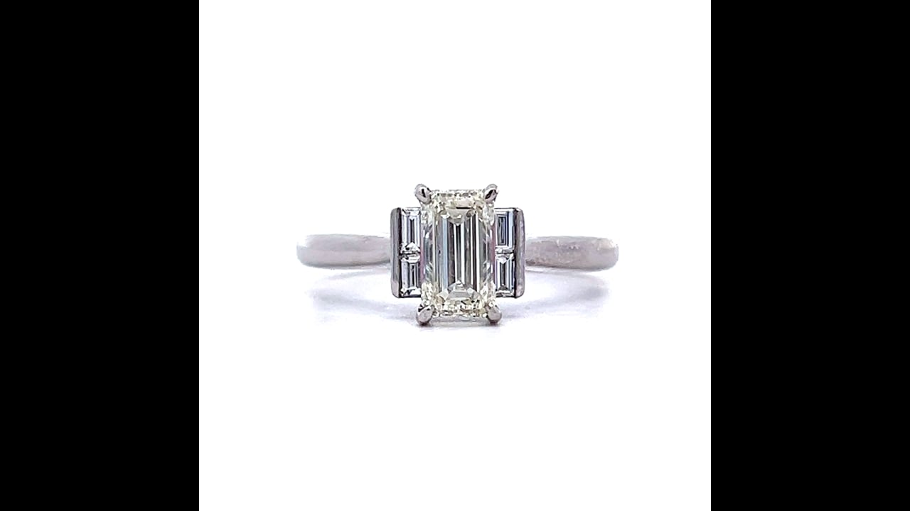 emerald cut baguette diamond band white gold