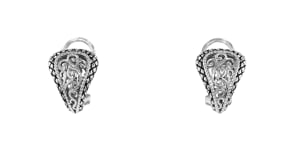 Andrea Candela Pasion de Plata Sterling Silver Filigree C-Hoop Earrings with Black Enamel