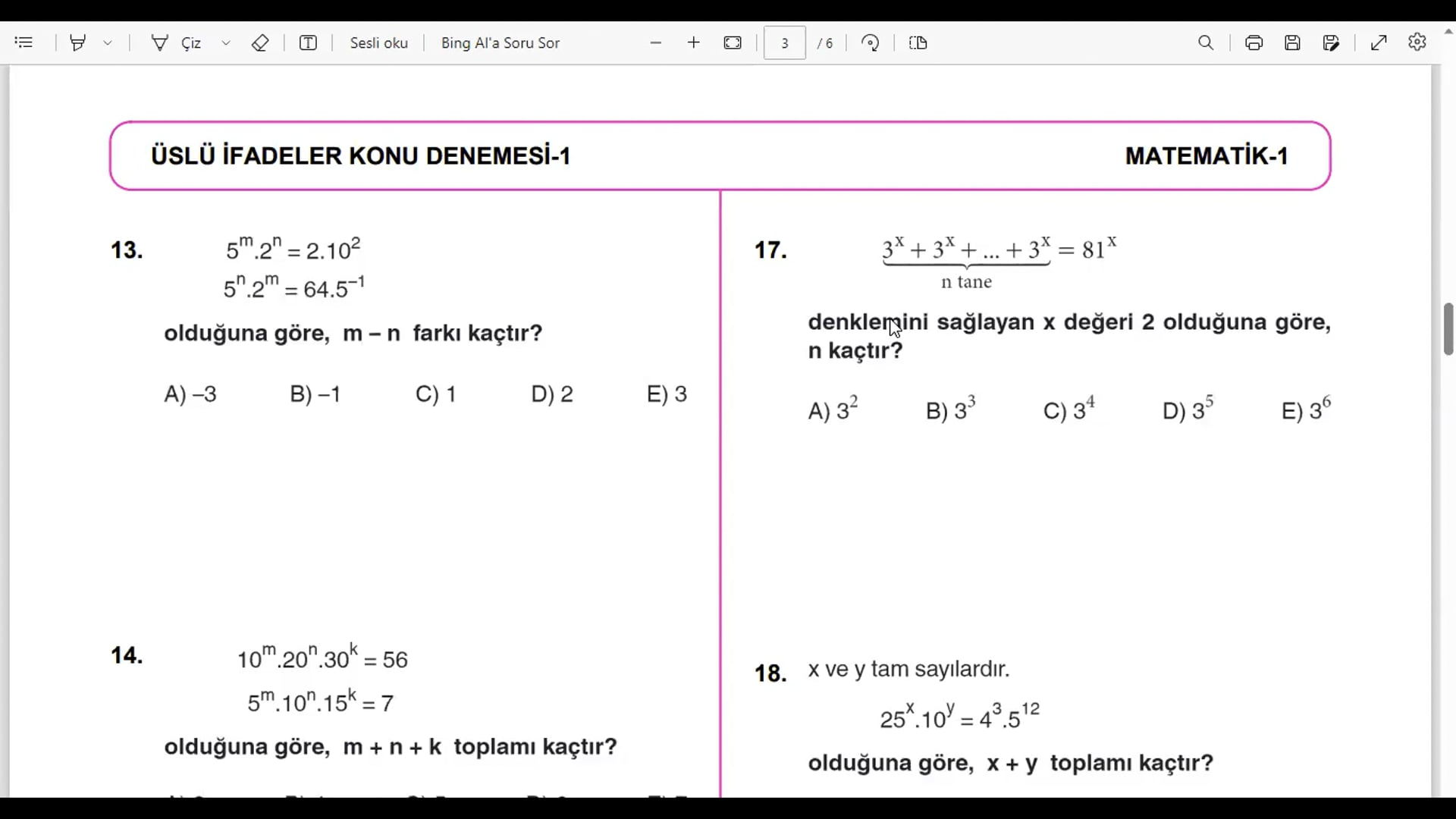 DERSLERDEN ÖRNEK VİDEOLAR