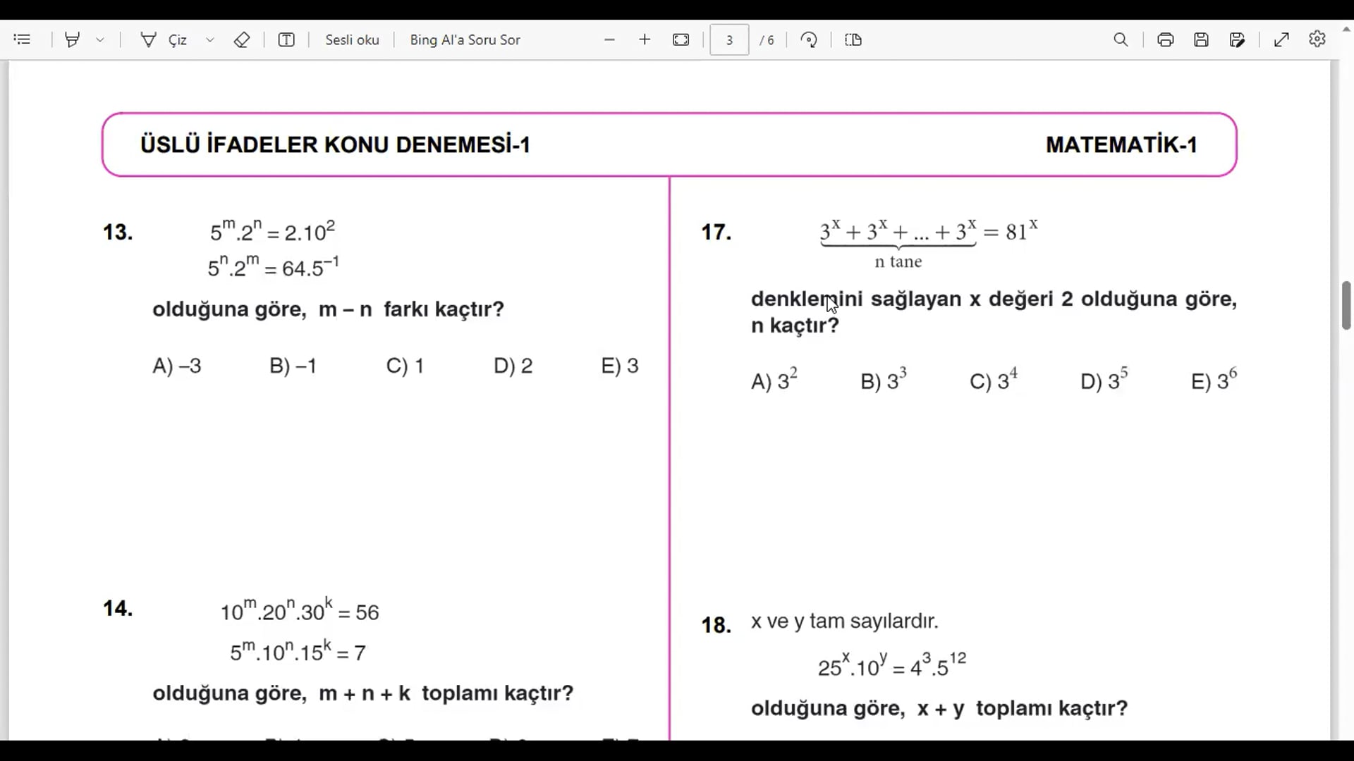 08) Üslü İfadeler KD-1B