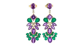 14.10 ct. t.w. Amethyst and Green Chalcedony Drop Earrings with .40 ct. t.w. White Topaz in 18kt Gold Over Sterling