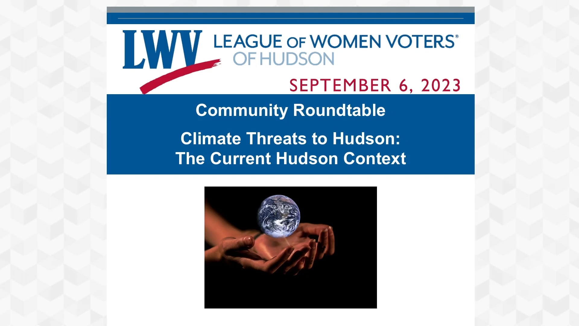 League of Women Voters - Climate Forum, Sept. 6, 2023