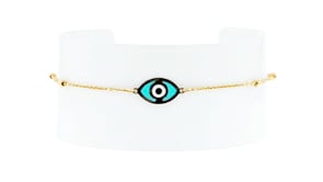 Italian 14kt Yellow Gold Evil Eye Bracelet with Multicolored Enamel