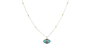Italian 14kt Yellow Gold Evil Eye Necklace with Multicolored Enamel