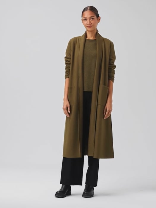 Boiled Wool Jersey Pleated Wide-Leg Pant