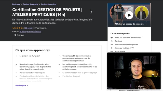 vous fournir une formation en GESTION DE PROJETS