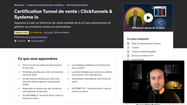 vous fournir une formation sur la création des tunnels de ventes : Systeme.io/clickfunnels