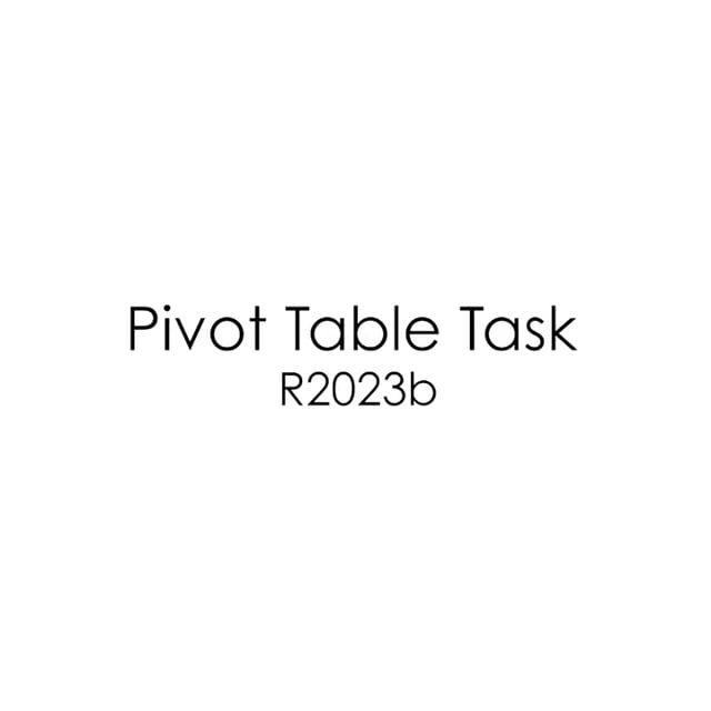 Pivot Table Task: MATLAB R2023b