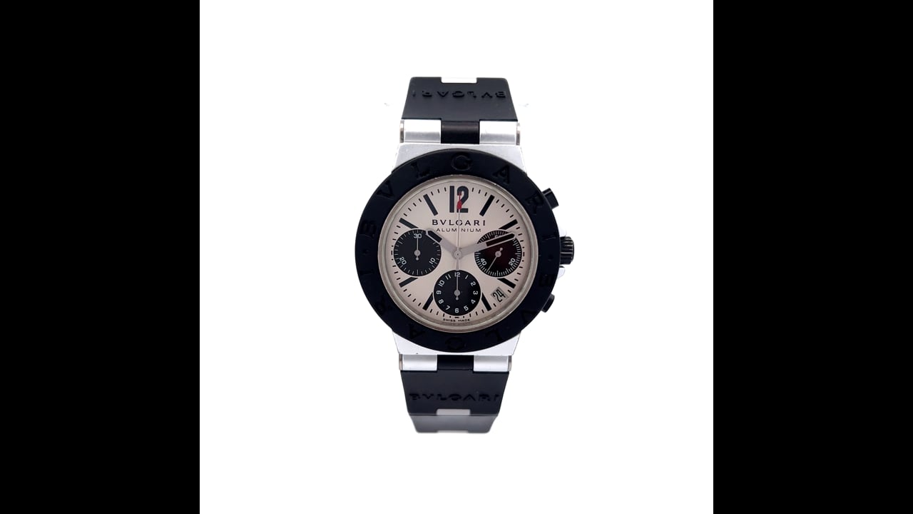 BVLGARI ALUMINUM ホワイト/ブラック Bulgari Aluminum Chronograph 41mm – Element iN Time NYC