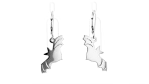Sterling Silver Flying Bat Drop Earrings