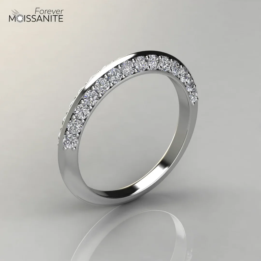 0.61 Carat Knife Edge Wedding Band Ring - Forever Moissanite