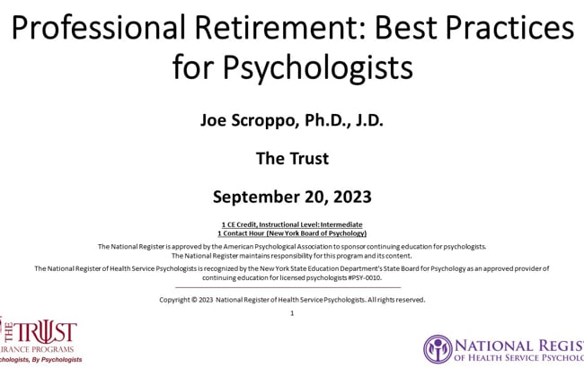 Professional Retirement: Best Practices for Psychologists (Archived) featured image
