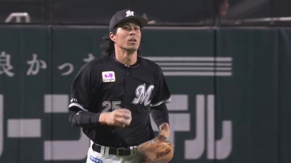 【6回裏】地面スレスレナイスキャッチ!! マリーンズ・岡大海のファインプレー!!  2023年9月21日 福岡ソフトバンクホークス 対 千葉ロッテマリーンズ