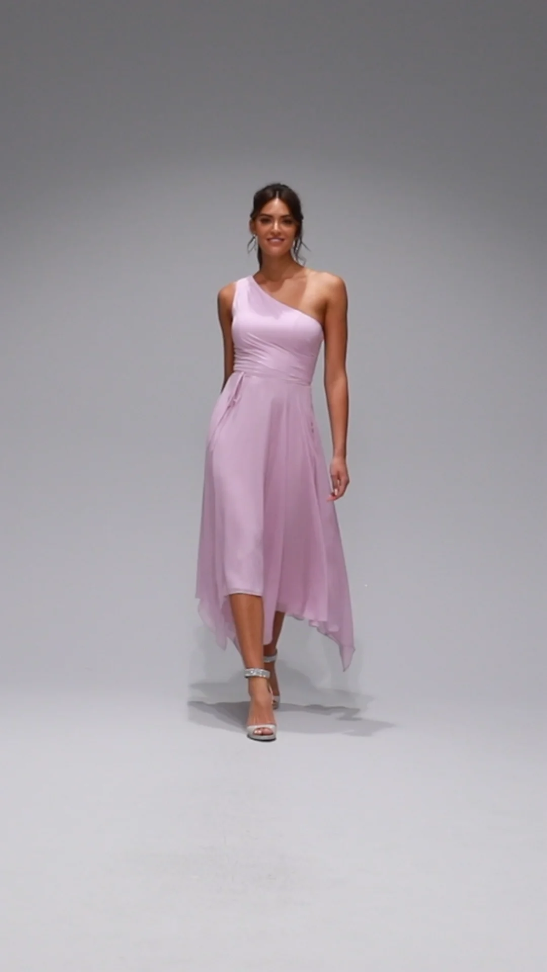 Midi One Shoulder Chiffon Bridesmaid Dress