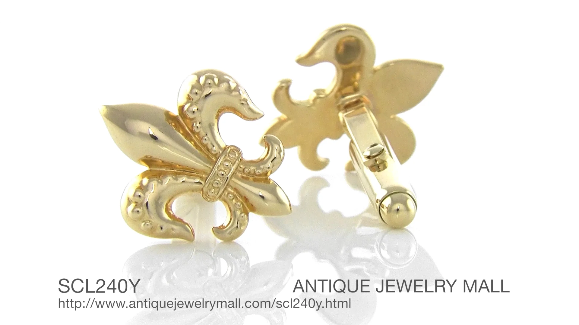 Fleur De Lis Cufflinks with Yellow Gold Finish in Solid Sterling