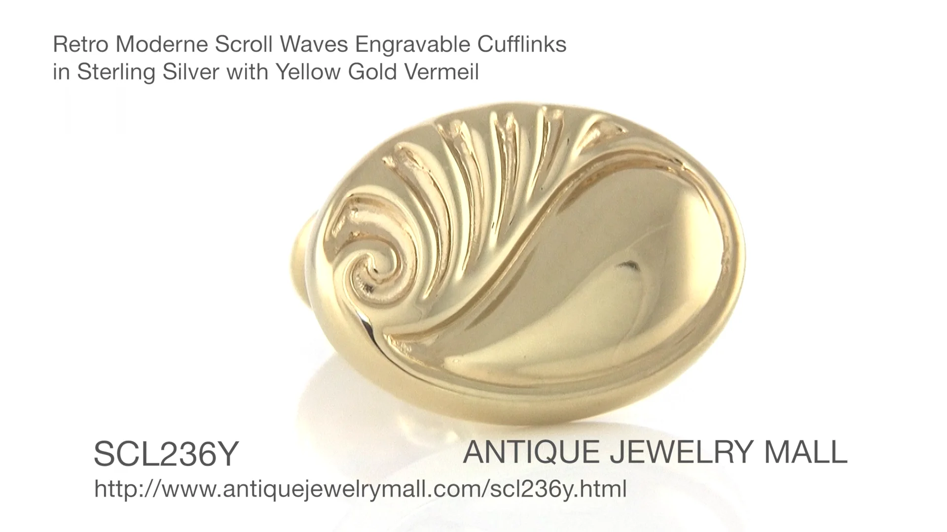 Retro Moderne Scroll Waves Engravable Cufflinks in Sterling