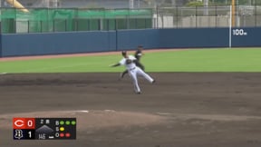 【ファーム】投手からのパスをバックアップ!! バファローズ・佐野如一のランニングスロー!!  2023年9月22日 オリックス・バファローズ 対 広島東洋カープ