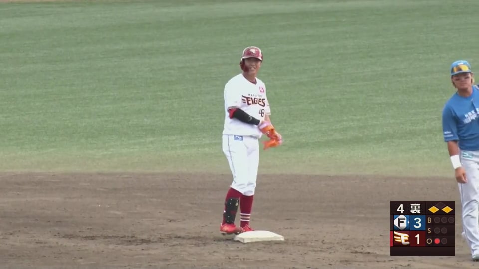 【ファーム】フェンス直撃の打球で一気に同点!! イーグルス・渡邊佳明のタイムリー2ベース!!  2023年9月22日 東北楽天ゴールデンイーグルス 対 北海道日本ハムファイターズ