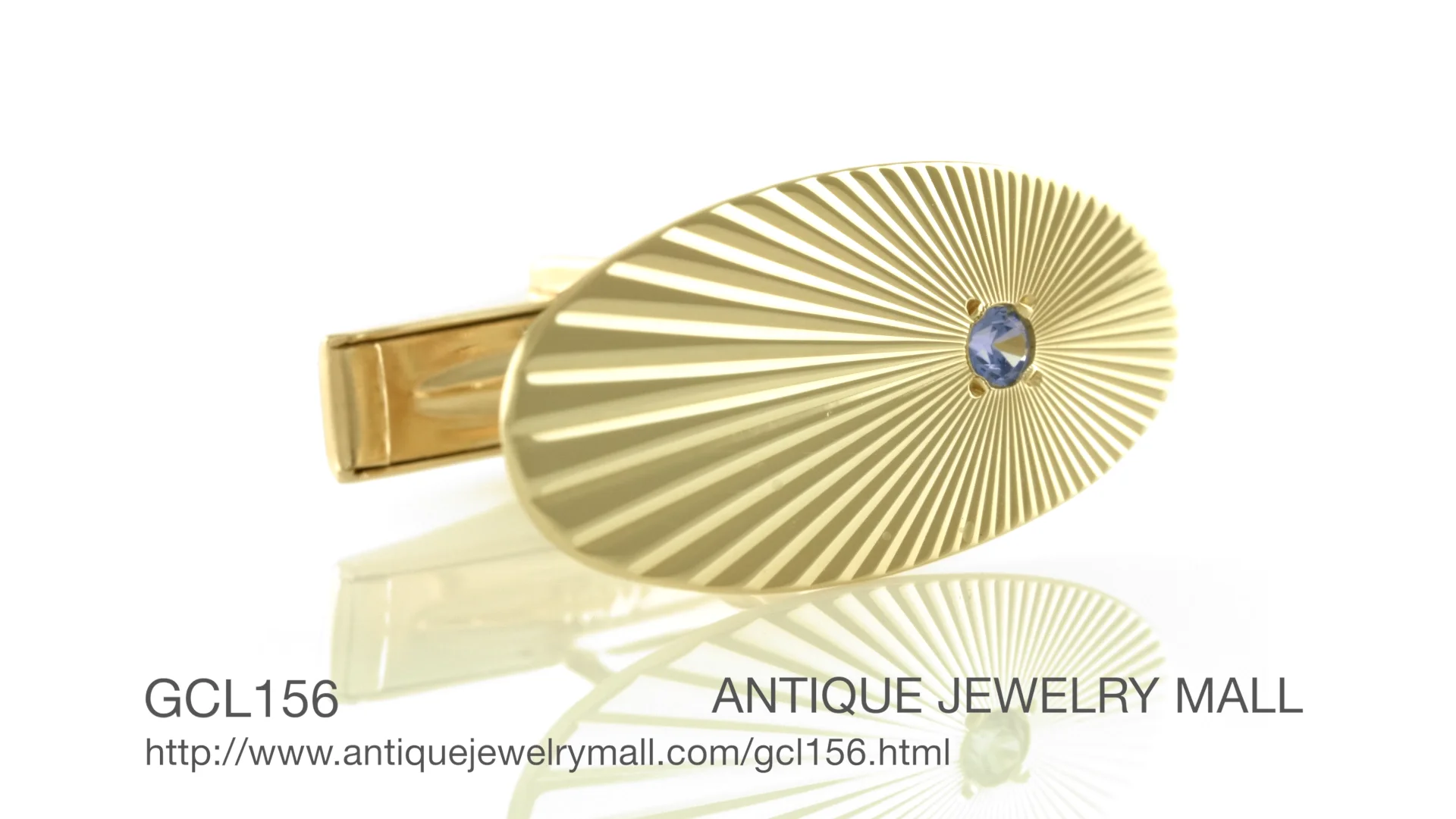 Cufflinks Vintage Homme En Ton Or Avec Insert Bleu – 3/4" – État Très Correct