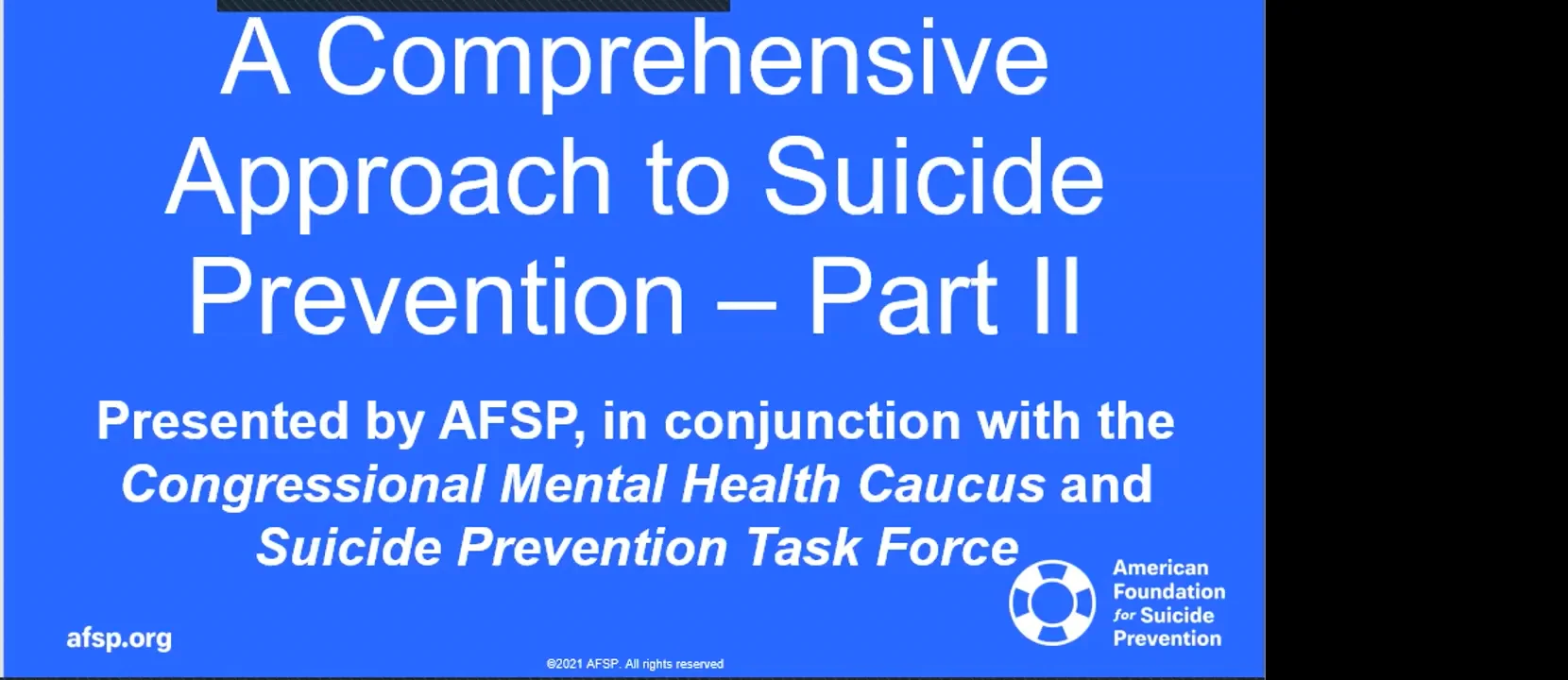 A Comprehensive Approach to Suicide Prevention - Part 2 on Vimeo