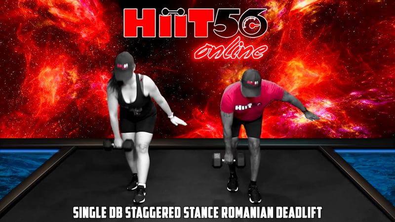 Single DB Staggered Stance Romanian Deadlift