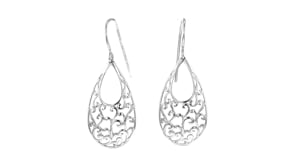 Sterling Silver Filigree Jewelry Set Drop Earrings and Pendant Necklace
