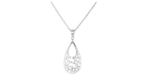 Sterling Silver Filigree Jewelry Set Drop Earrings and Pendant Necklace