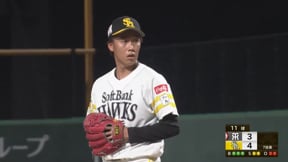 【ファーム】キレのある変化球で見逃し三振!! ホークス・中村亮太が1回2奪三振の好リリーフ!!  2023年9月23日 福岡ソフトバンクホークス 対 阪神タイガース