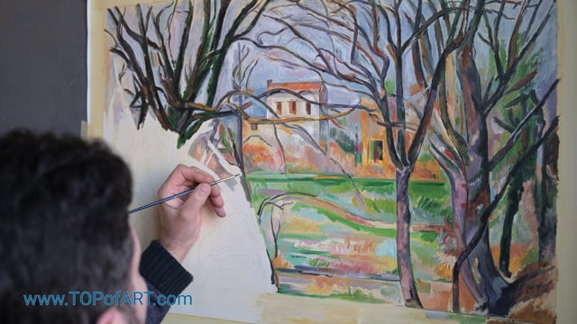 Cezanne | Trees and Houses | Oil on Canvas Reproduction Process by TOPofART Studio