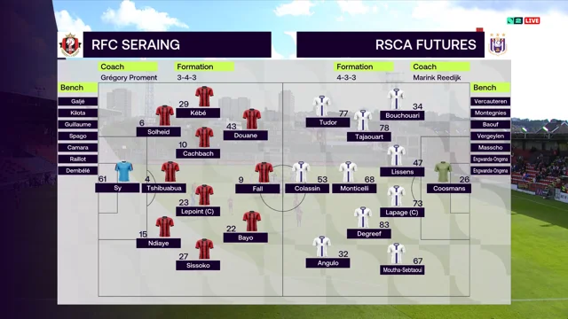 RFC Seraing vs Anderlecht live score, H2H and lineups