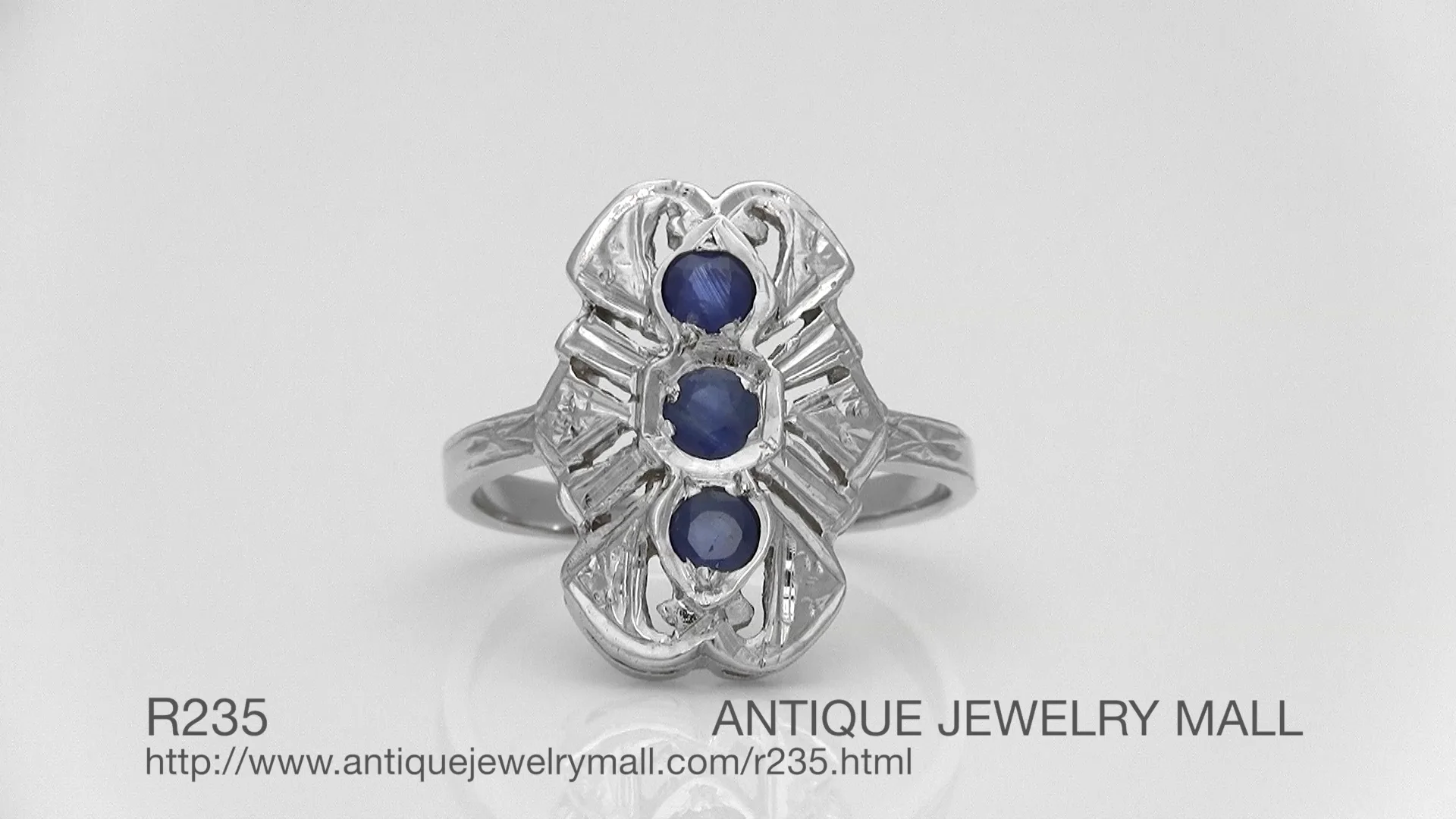 Art Deco Filigree Blue Sapphire Cocktail Statement Antique Panel