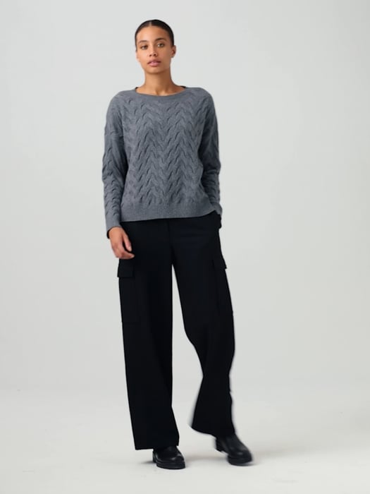 Cotton and Recycled Cashmere Crew Neck Top | EILEEN FISHER