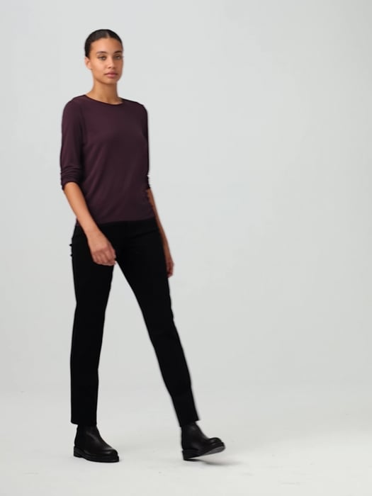 Eileen Fisher Women's Long Sleeve Stretch Silk Jersey Crew Neck Shirt