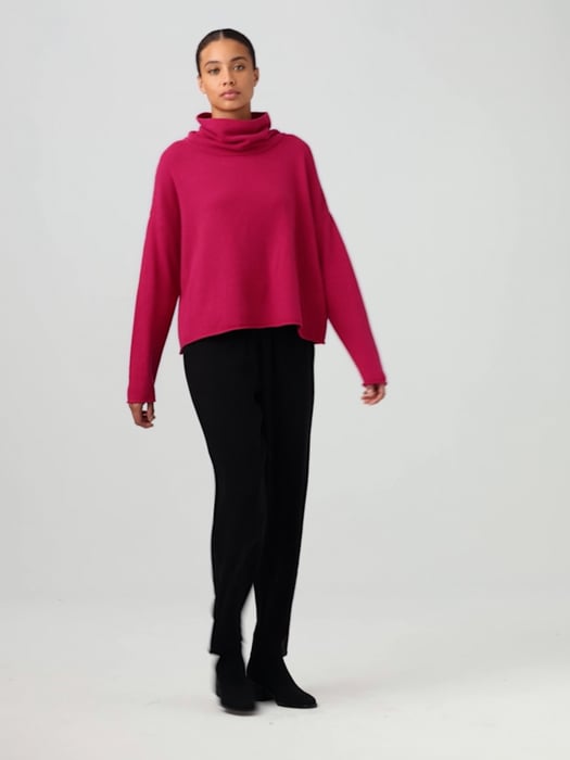 Cotton and Recycled Cashmere Turtleneck Box-Top | EILEEN FISHER Cotton and Recycled Cashmere Turtleneck Box-Top | EILEEN FISHER