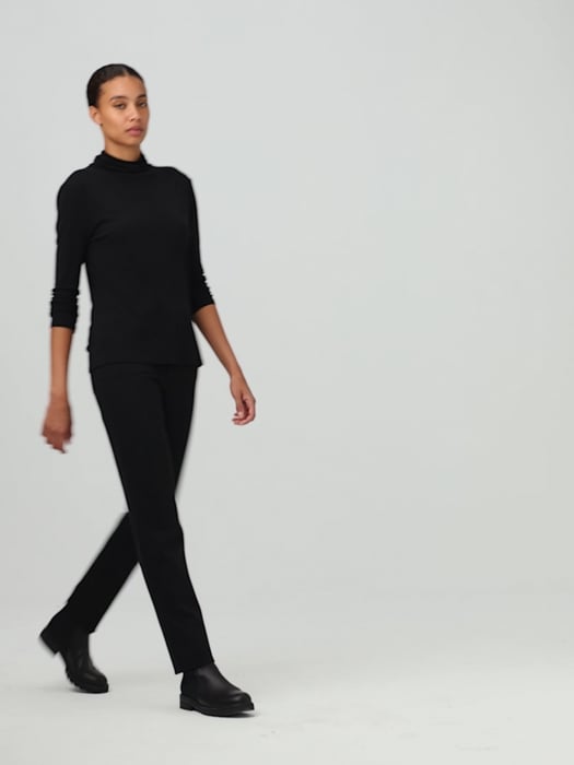 Stretch Silk Jersey Scrunch Neck Top | EILEEN FISHER