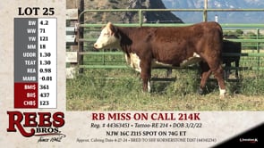 Lot #25 - RB MISS ON CALL 214K