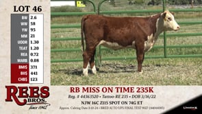 Lot #46 - RB MISS ON TIME 235K