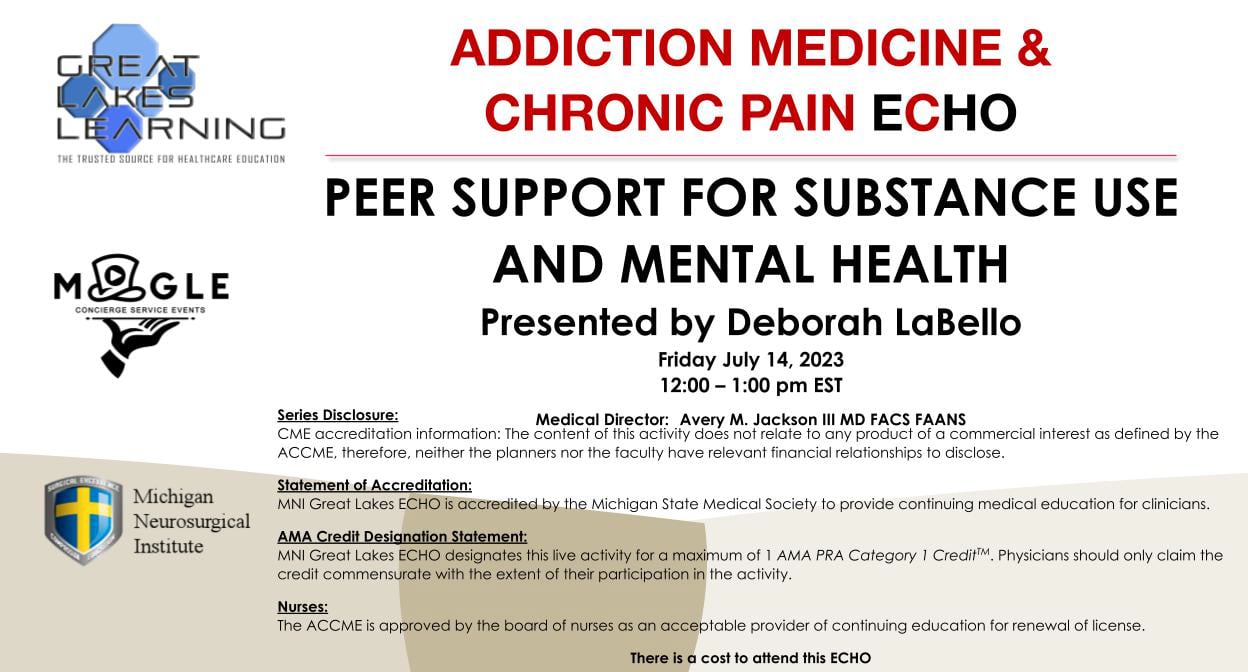 PEER SUPPORT FOR SUBSTANCE USE AND MENTAL HEALTH